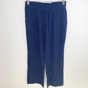 NWT Bobi Black Navy Blue Drawstring Linen Pants